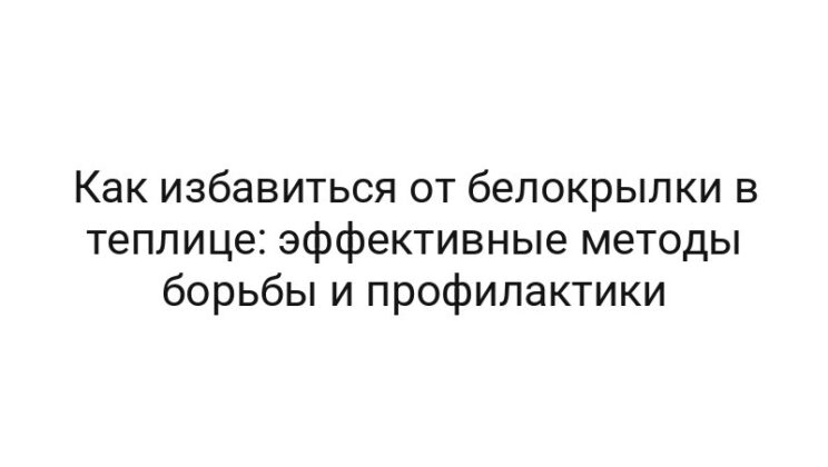 Как избавиться от белокрылки в теплице: эффективные методы борьбы и профилактики