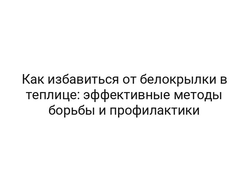 Как избавиться от белокрылки в теплице: эффективные методы борьбы и профилактики